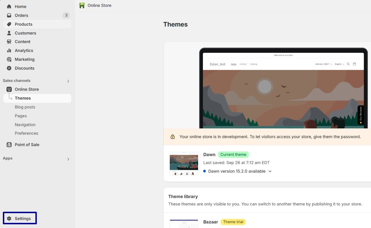 Log in to your Shopify Dashboard